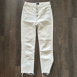 White straight leg high waisted pants
